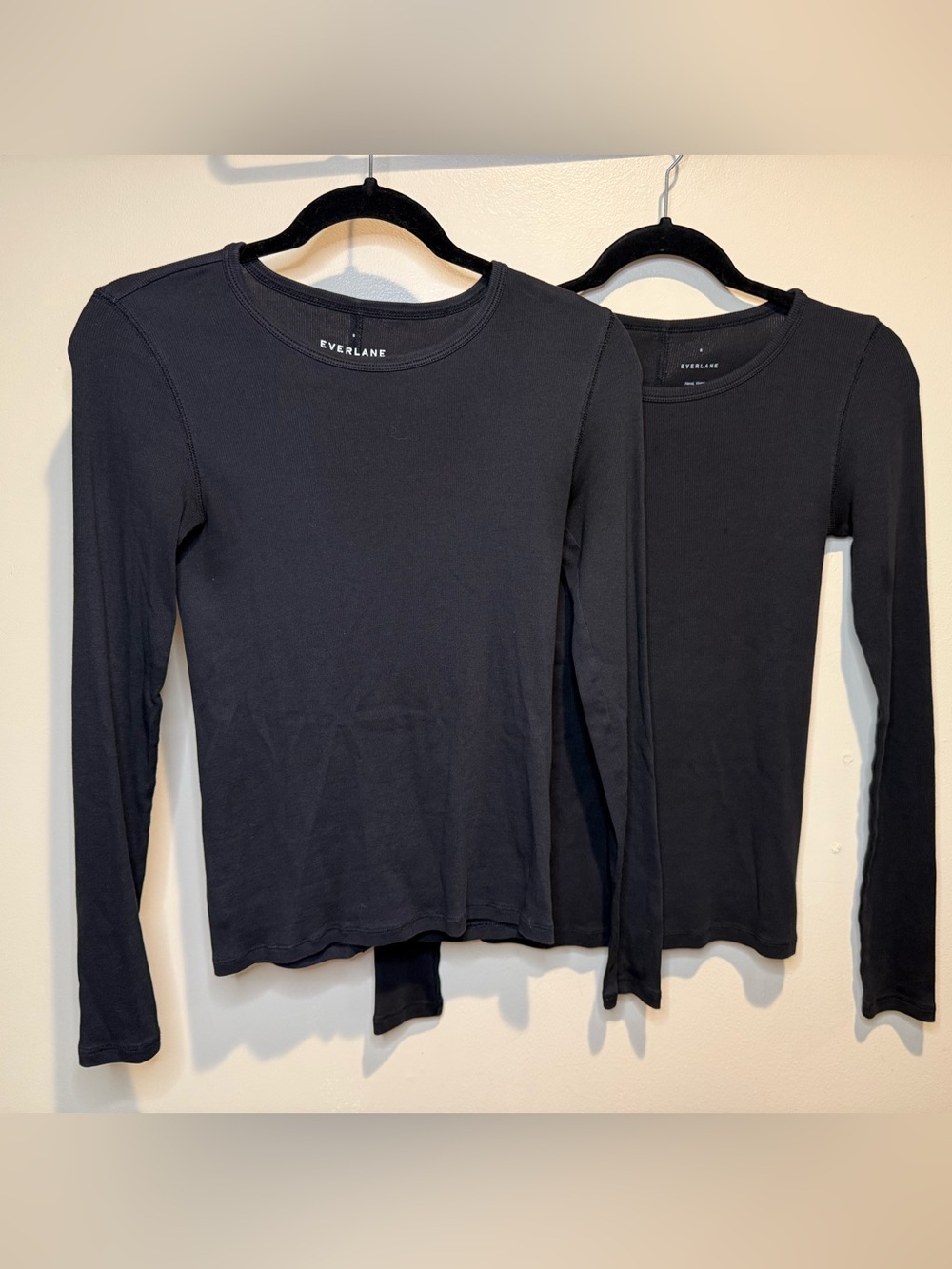 Everlane THE LUXE RIB LONG-SLEEVE CREW LOT  in Black Size Small